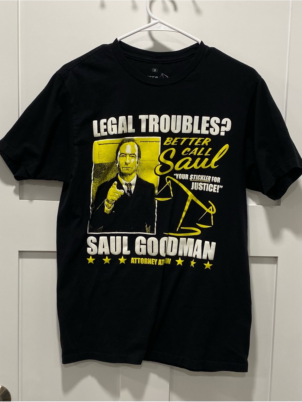 Ripple Junction Black Saul Goodman Graphic Tee with Yellow Print
